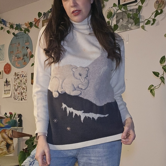 Vintage Polar Bear Graphic Wool Blend Sweater - Picture 2 of 8